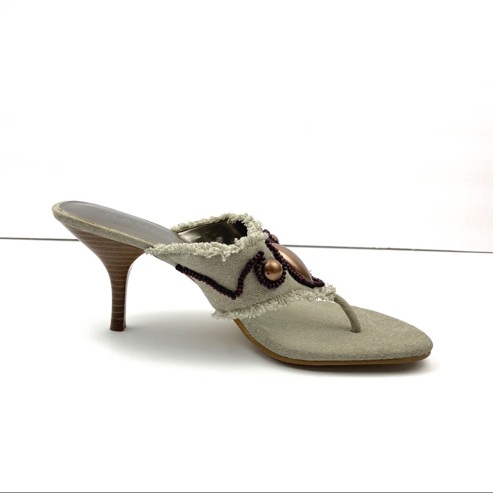 Rampage Breezy Canvas Beaded Sandal Heels Size 8